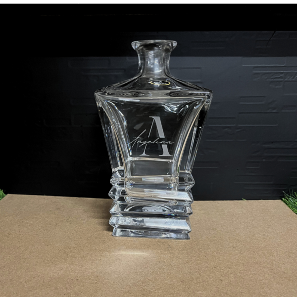Engraved Whiskey Decanter Set & 4 Scotch Glasses, Personalized Custom Vintage Whisky Barware Birthday Gift Dad/ Him, Groomsman Name, Logo, Monogram, Photo, Love symbol Deep engraving your Decanter Set