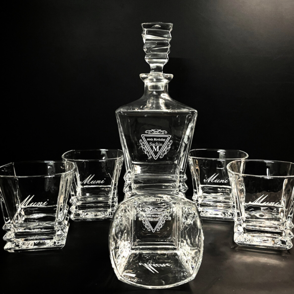 Custom Barware Set for Men - Personalized Gift for Him - Groomsmen Gift – Personalized Whiskey Decanter Set – Engraved