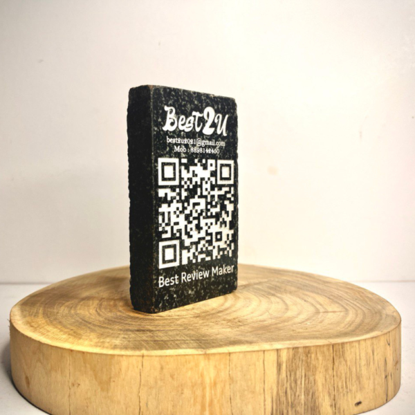 Personalized Natural Stone Deep engraved QR Menu & Decoration Display Business Social Media, Scannable QR Code Wedding Table Sign desk MARBLE GRANITE NATURAL STONE