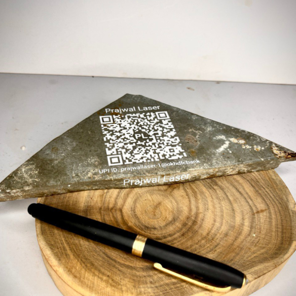 Personalized Natural Stone Deep engraved QR Menu Display Business Social Media, Your Name , Logo, Photo, and message Scannable QR Code Wedding Table Sign desk MARBLE GRANITE NATURAL STONE