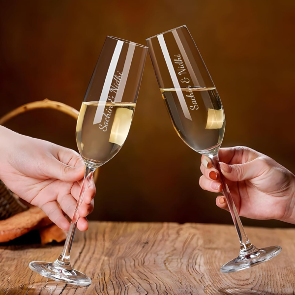 best2u mumbai Valentines Day Custom Toast Champagne Flute Set, Personalized deep engraved Champagne Glasses, Valentines Day Gift, , Lover Champagne Flute, Gift for Her