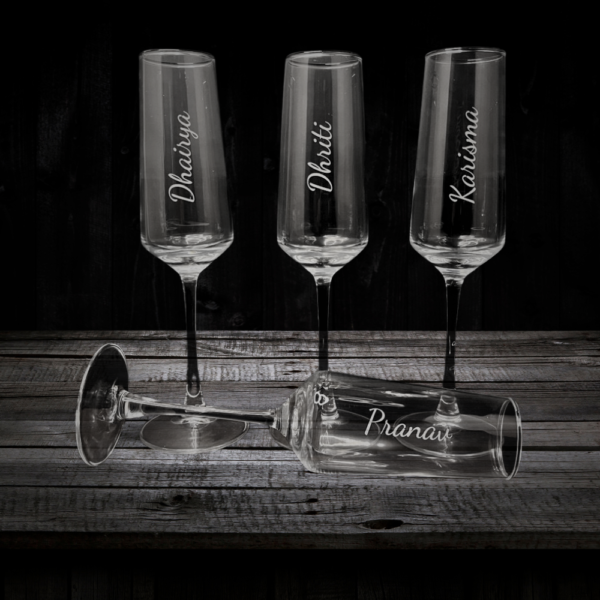 Personalized wedding gifts Engraved champagne flutes engraved Wedding glasses for bride and groom Bridal shower gifts champagne glass name engraving logo engraving monogram engraving love symbol engraving photo engraving for gift