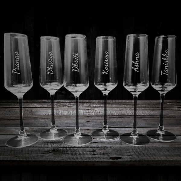 Personalized wedding gifts Engraved champagne flutes engraved Wedding glasses for bride and groom Bridal shower gifts champagne glass name engraving logo engraving monogram engraving love symbol engraving photo engraving for gift