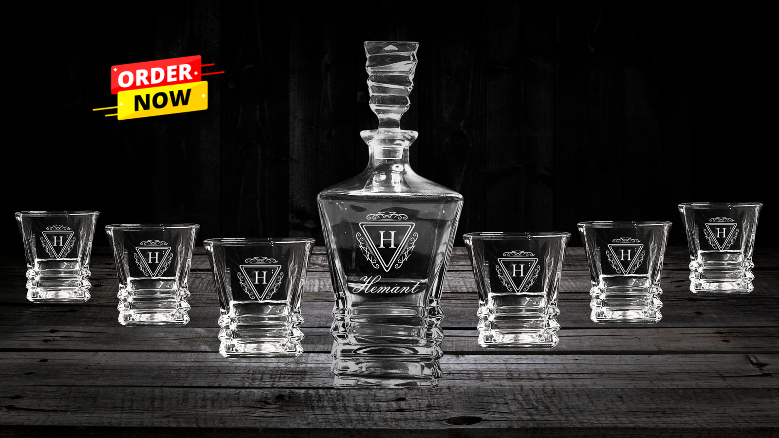 Elevate your home bar or gift-giving experience with our exquisitely crafted Personalized Engraved Whiskey Decanter and 6 Glasses Set. This elegant set combines timeless design with personalized touches to create a truly unique and memorable gift for any whiskey enthusiast.